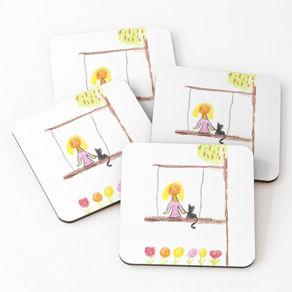 Item preview, Little girl on swing with cat designed and sold by MadeBySicilian.