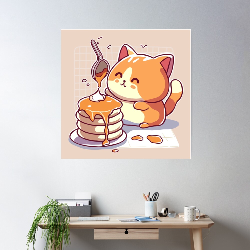 Orange Cat Making Pancakes