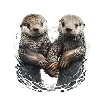 Significant Otters - Otters Holding Hands' Sticker