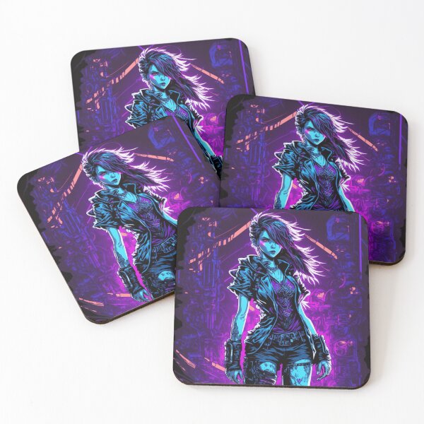 Item preview, Cyberpunk Girl On Purple Neon Background designed and sold by Nightarcade.