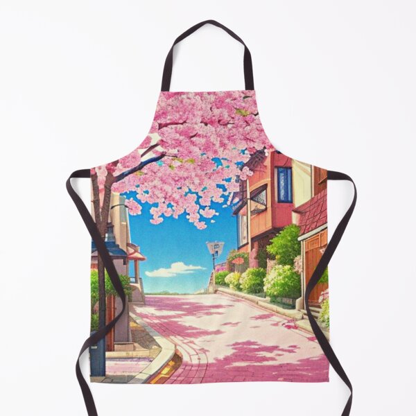 Item preview, Town street with pink cherry trees - scenic anime designed and sold by hedoniism-shop.