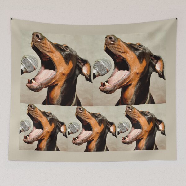 Item preview, Rock Star Doberman Pinscher Singing In A Microphone, Dog 20 designed and sold by LesTheArt.
