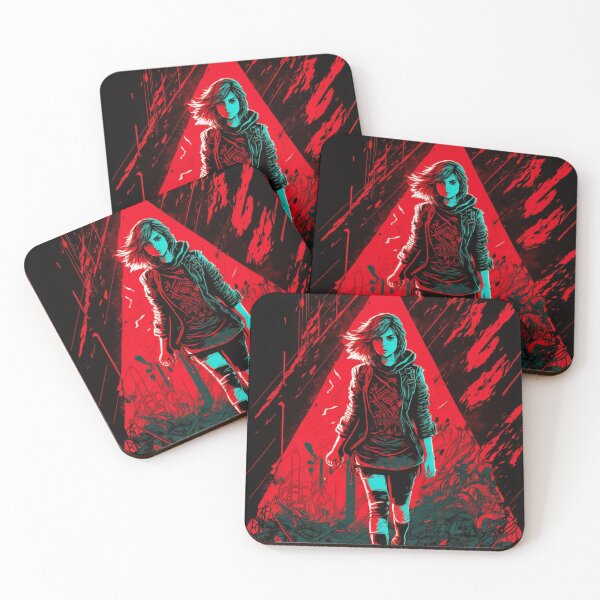 Item preview, Cyberpunk Girl On Red Triangular Neon Background designed and sold by Nightarcade.