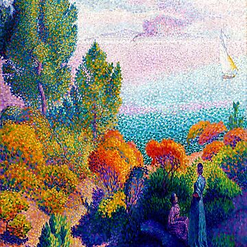 Henri Edmond Cross,Two Women by the Shore, Mediterranean,large wall art,framed wall art,canvas wall selling art,large canvas,M4069