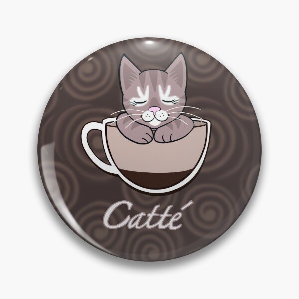 Item preview, Catté coffee cat on dark coffee swirls designed and sold by QuirkyCatz.