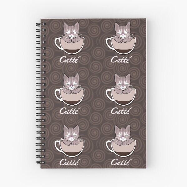 Item preview, Catté coffee cat on dark coffee swirls designed and sold by QuirkyCatz.