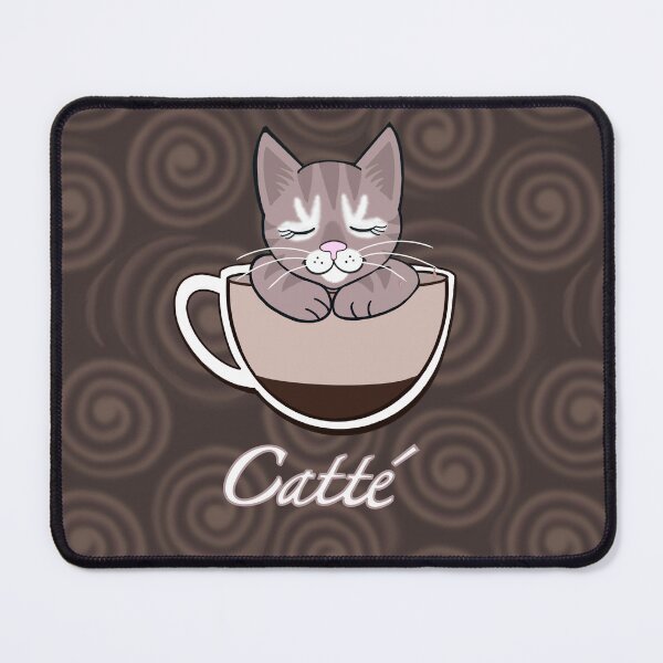 Item preview, Catté coffee cat on dark coffee swirls designed and sold by QuirkyCatz.