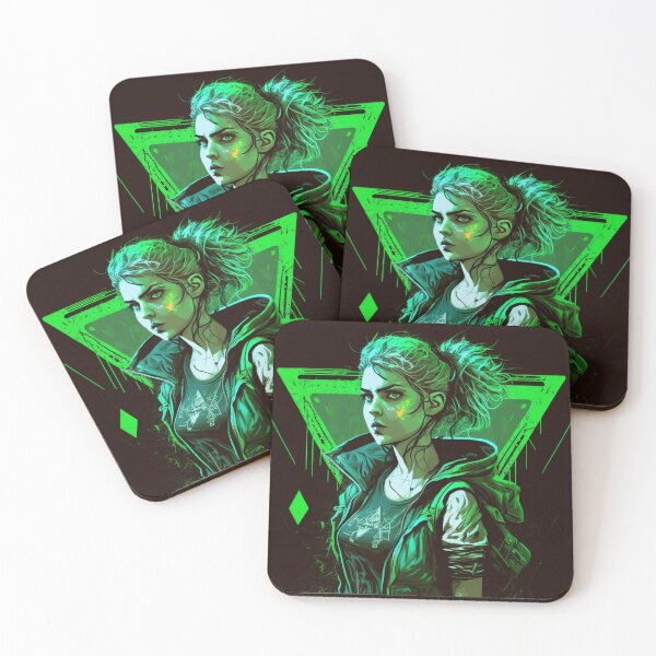 Item preview, Cyberpunk Girl On Green Neon Background designed and sold by Nightarcade.