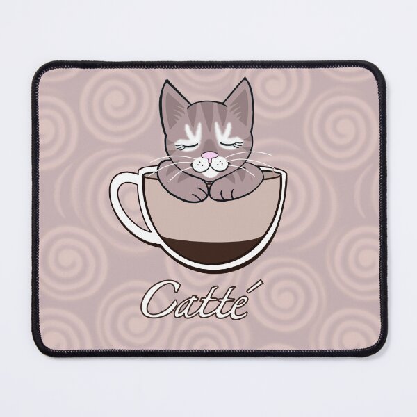 Item preview, Catté coffee cat on light coffee swirls designed and sold by QuirkyCatz.