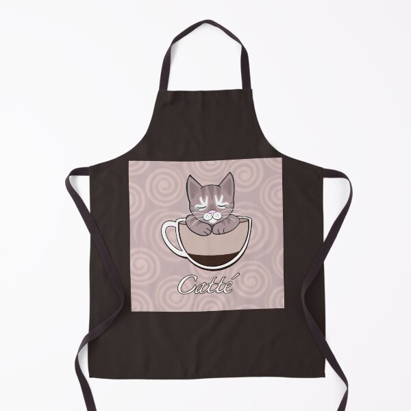 Item preview, Catté coffee cat on light coffee swirls designed and sold by QuirkyCatz.