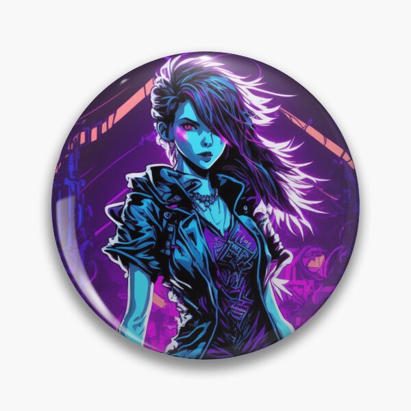 Item preview, Cyberpunk Girl On Purple Neon Background designed and sold by Nightarcade.