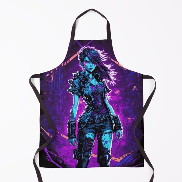 Item preview, Cyberpunk Girl On Purple Neon Background designed and sold by Nightarcade.