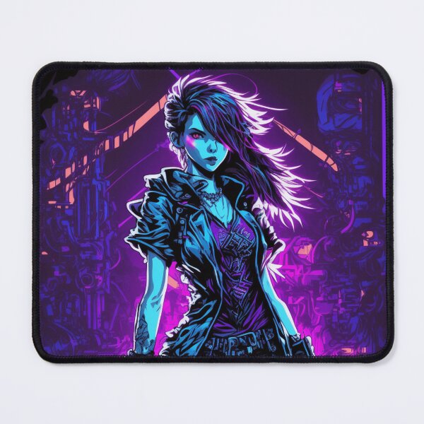 Item preview, Cyberpunk Girl On Purple Neon Background designed and sold by Nightarcade.