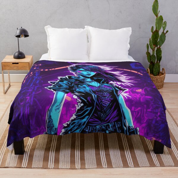 Item preview, Cyberpunk Girl On Purple Neon Background designed and sold by Nightarcade.