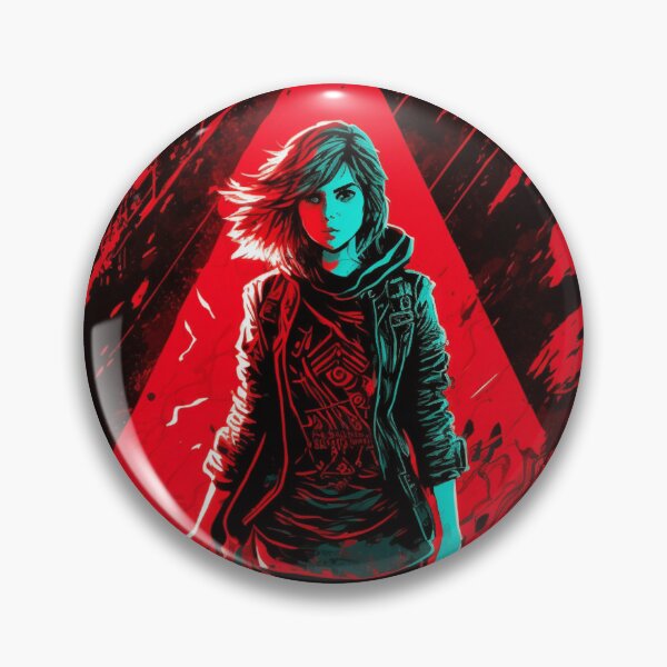 Item preview, Cyberpunk Girl On Red Triangular Neon Background designed and sold by Nightarcade.