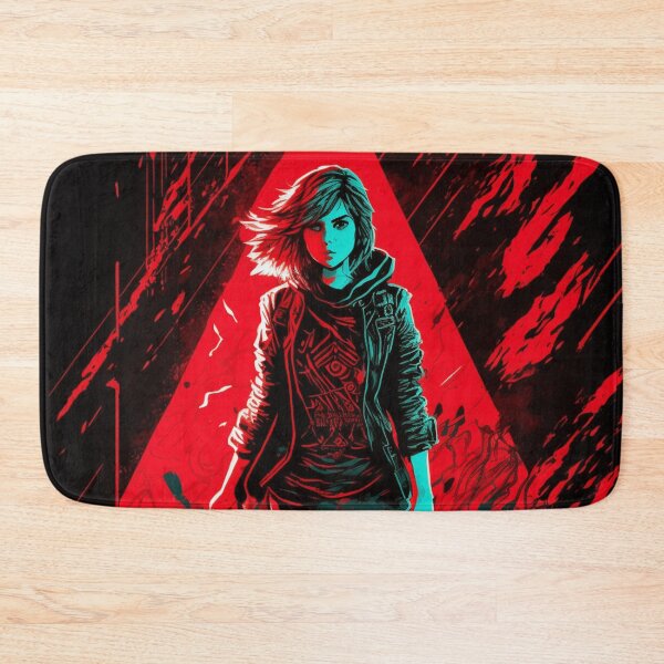 Item preview, Cyberpunk Girl On Red Triangular Neon Background designed and sold by Nightarcade.