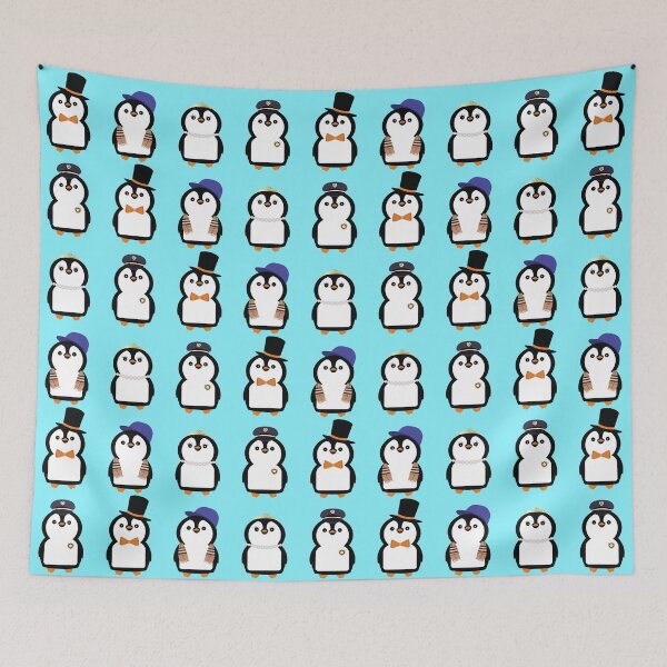 Item preview, Penguin Society in Blue designed and sold by theredteacup.