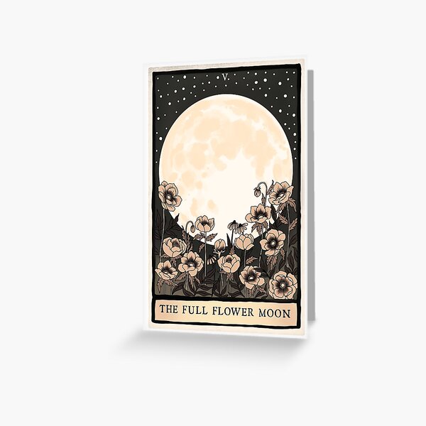 Vista previa del artículo con la obra «La Carta del Tarot de la Luna Llena de Flores», diseñado y vendido por CattGDesigns.