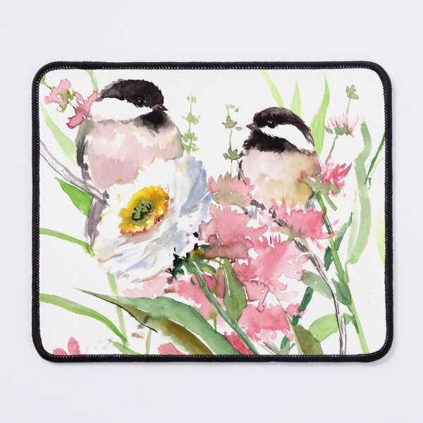 Item preview, chickadess and Flowers designed and sold by surenart.