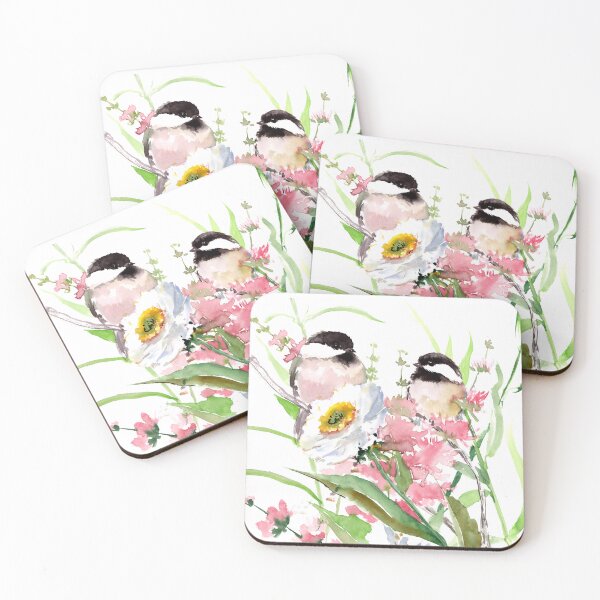 Item preview, chickadess and Flowers designed and sold by surenart.