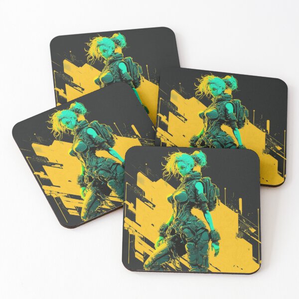 Item preview, Cyberpunk Girl On Yellow Neon Background designed and sold by Nightarcade.