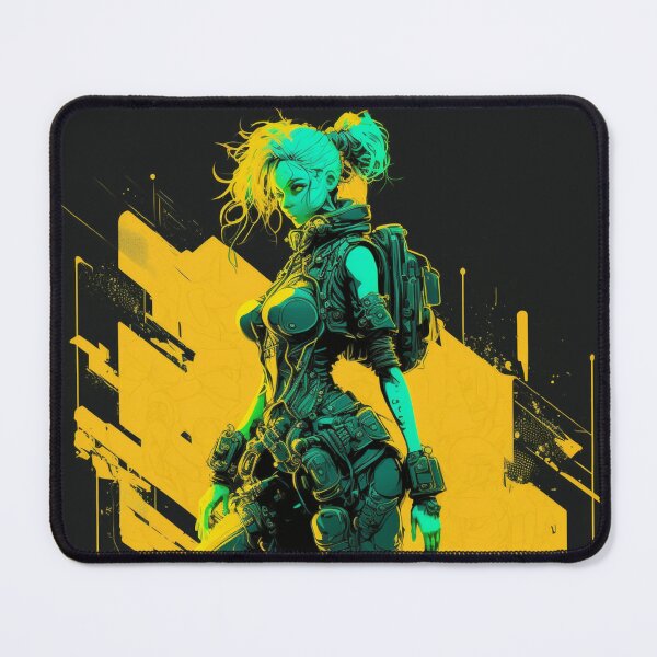 Item preview, Cyberpunk Girl On Yellow Neon Background designed and sold by Nightarcade.