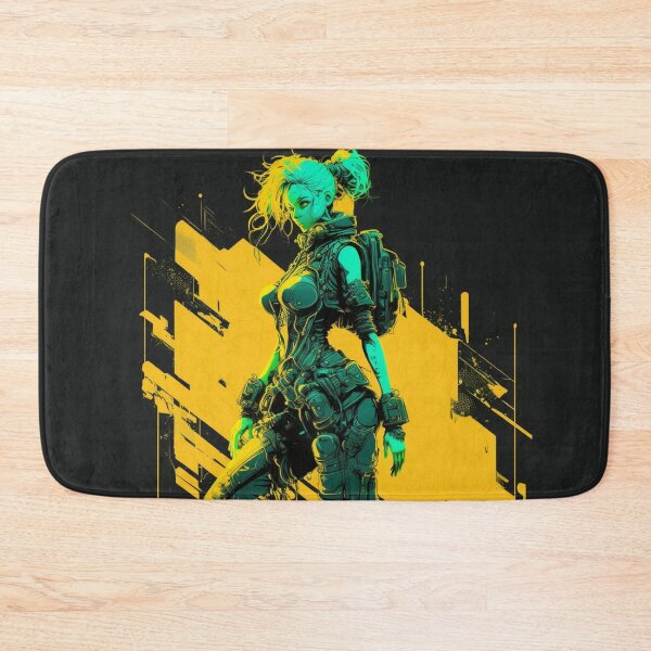 Item preview, Cyberpunk Girl On Yellow Neon Background designed and sold by Nightarcade.