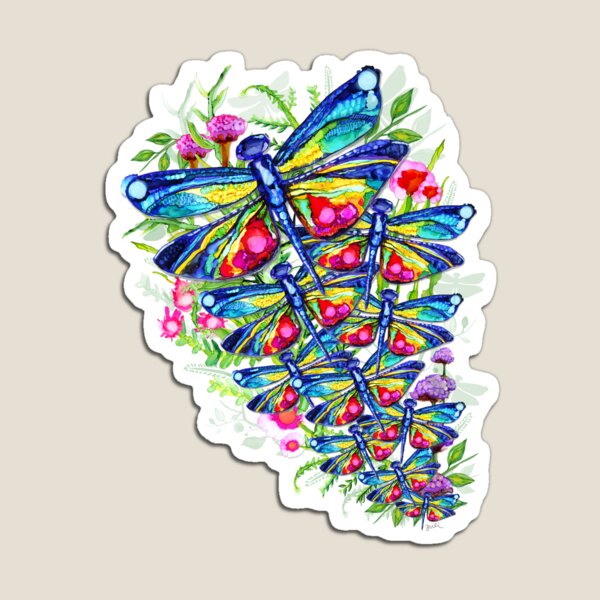Tropical Dragonfly Flower Garden Magnet