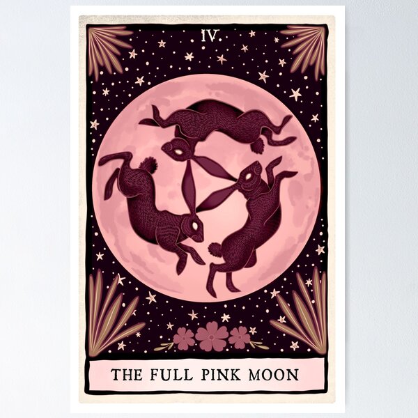 Item preview, Die rosa Vollmond-Tarotkarte designed and sold by CattGDesigns.