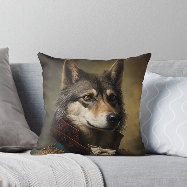 Item preview, WOLF Portrait, Imperial Pet Portrait, Renaissance Animal Painting,  Pet Lover Gif, AI art, Print Art designed and sold by XIX361ART.