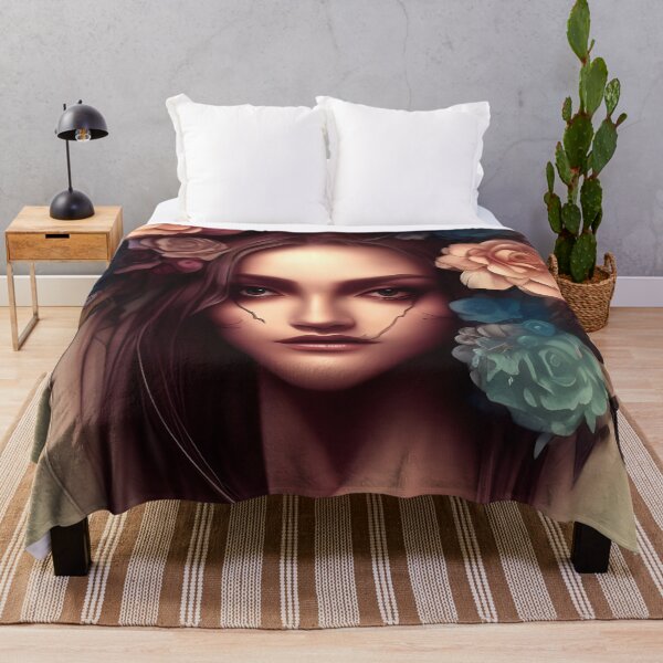 Item preview, Beaux Animes Art, Beautiful Anime Girl with flowers in her hair and scars on her face Design designed and sold by Beauxanimes.