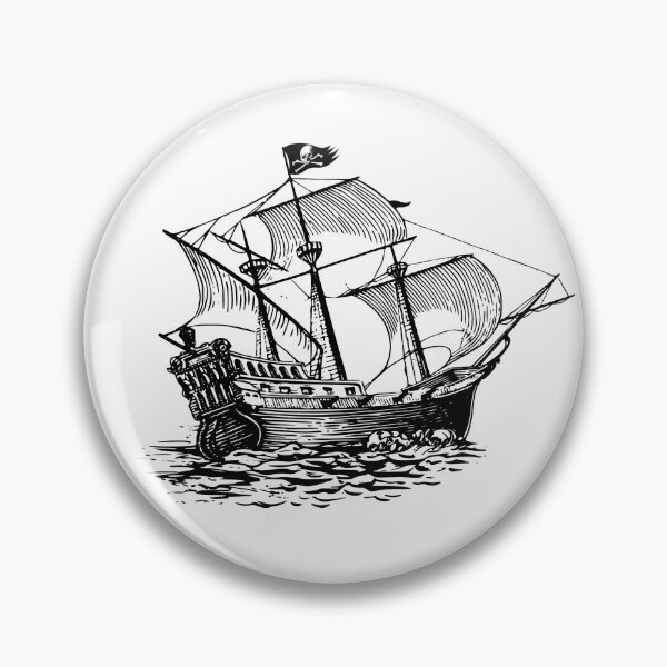 Item preview, Old Pirate Ship Sail Boat Vintage Jolly Roger Skull Flag designed and sold by TheInkElephant.