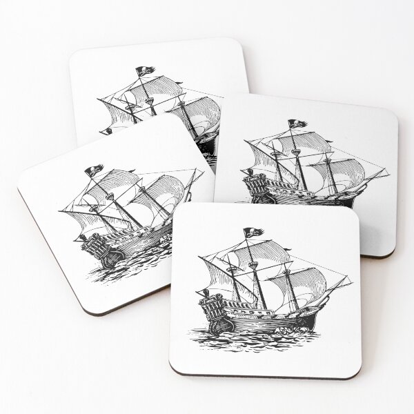 Item preview, Old Pirate Ship Sail Boat Vintage Jolly Roger Skull Flag designed and sold by TheInkElephant.