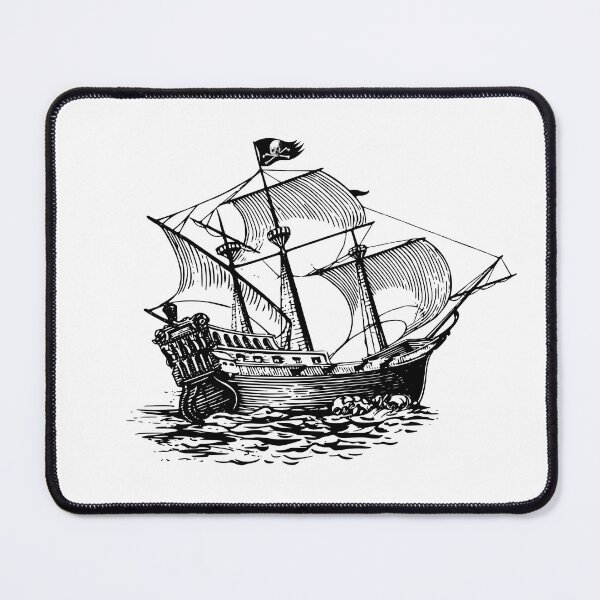 Item preview, Old Pirate Ship Sail Boat Vintage Jolly Roger Skull Flag designed and sold by TheInkElephant.