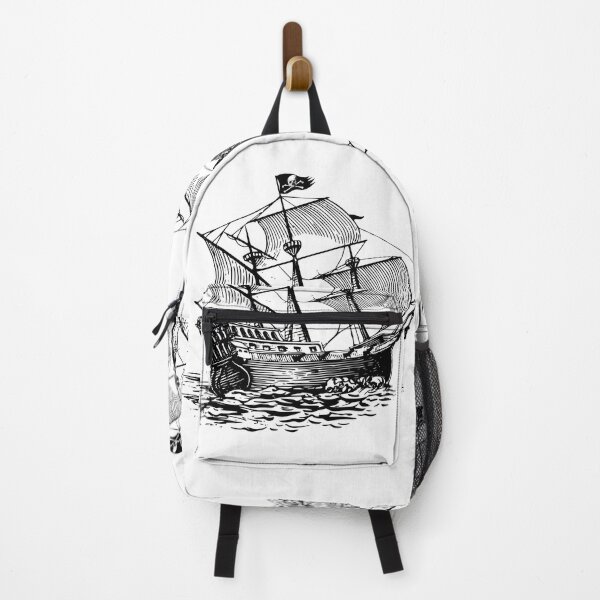 Item preview, Old Pirate Ship Sail Boat Vintage Jolly Roger Skull Flag designed and sold by TheInkElephant.