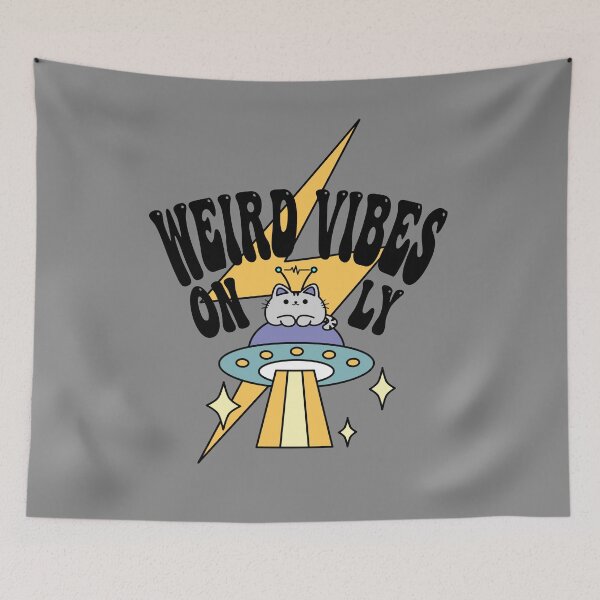 Item preview, Weird Vibes Only - I Want To Believe in UFO Cat Meow Alien designed and sold by pookkudesign.