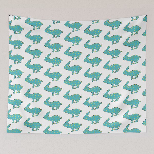 Item preview, Popping Polka Dots Bunny: un divertido diseño azul y amarillo designed and sold by esw22.