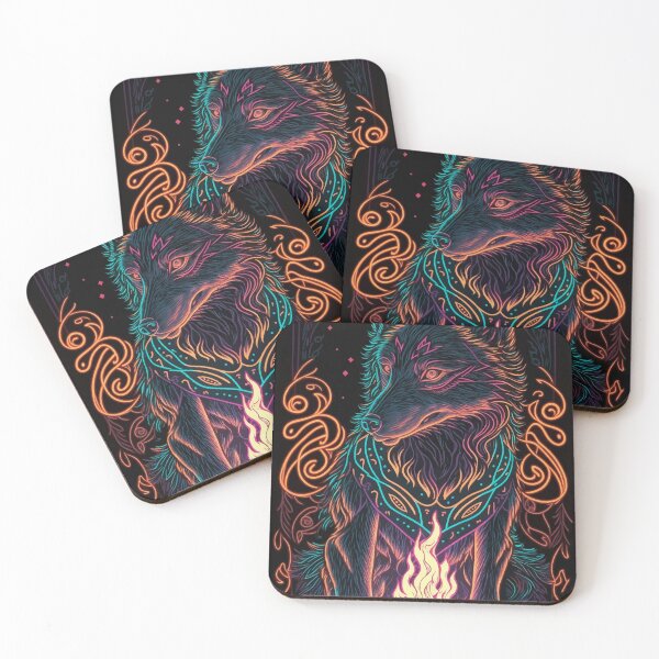 Item preview, Glowing tarot wolf god fire designed and sold by Visual-wallart.
