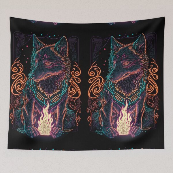 Item preview, Glowing tarot wolf god fire designed and sold by Visual-wallart.