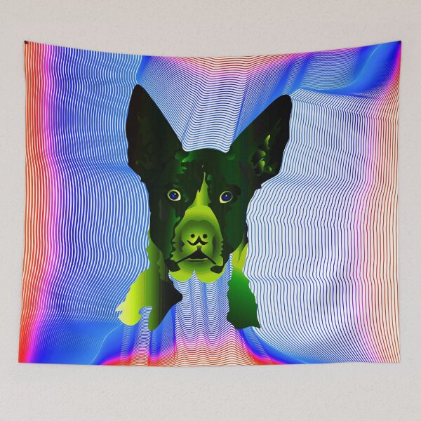 Item preview, Dog head on Red and blue lines designed and sold by Bigrow.