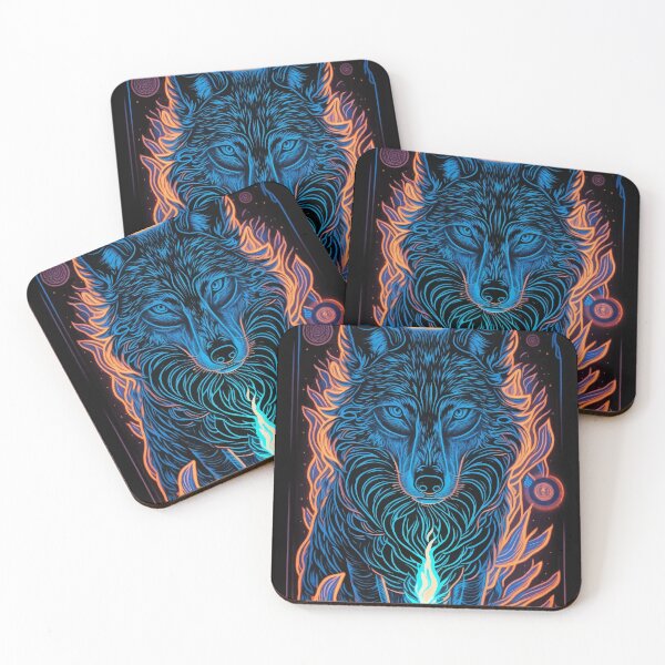 Item preview, Glowing tarot blue wolf god fire designed and sold by Visual-wallart.