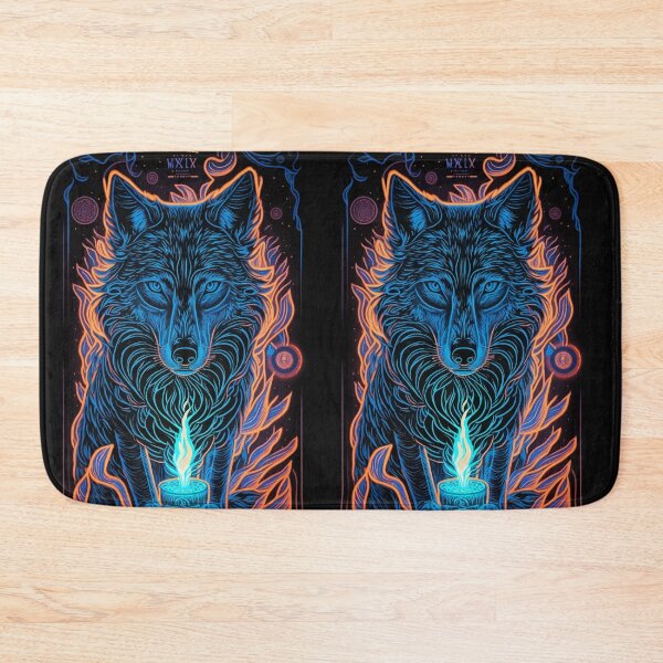 Item preview, Glowing tarot blue wolf god fire designed and sold by Visual-wallart.