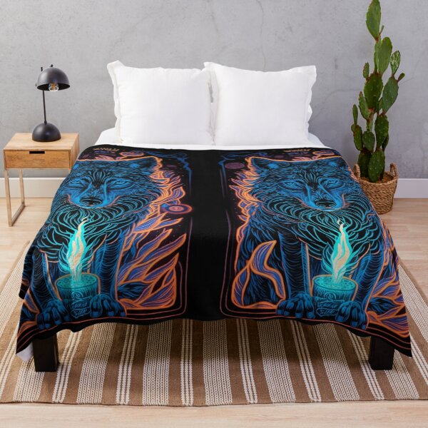 Item preview, Glowing tarot blue wolf god fire designed and sold by Visual-wallart.