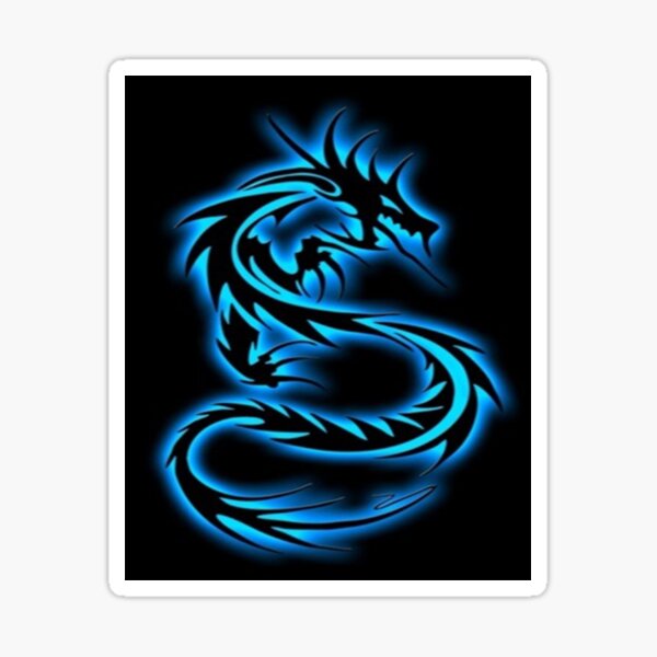Blue Neon Dragon Stickers Redbubble - dragon decal roblox