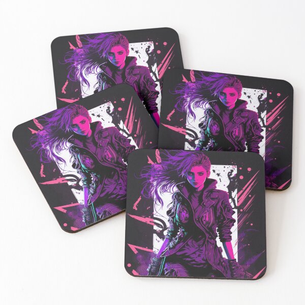 Item preview, Cyberpunk Girl On Colorful Neon Background designed and sold by Nightarcade.