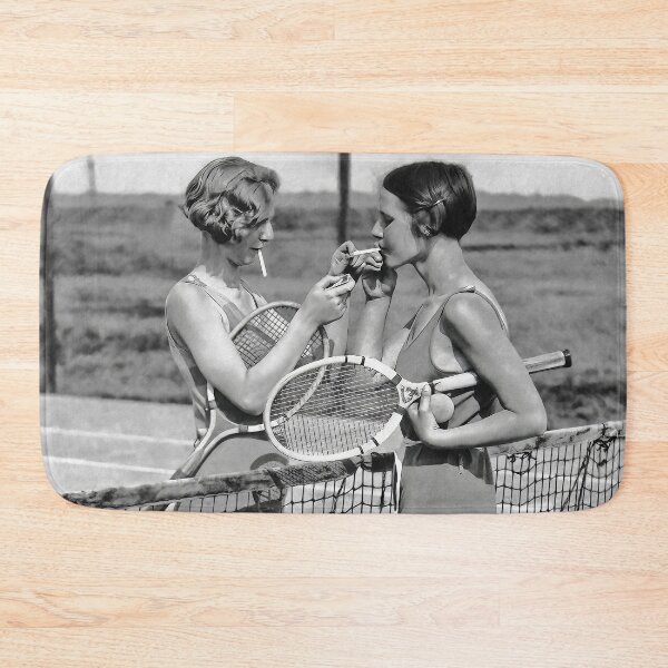 Item preview, Women Tennis Players, Cigarette Break, Vintage Black and White Art designed and sold by modernretro.
