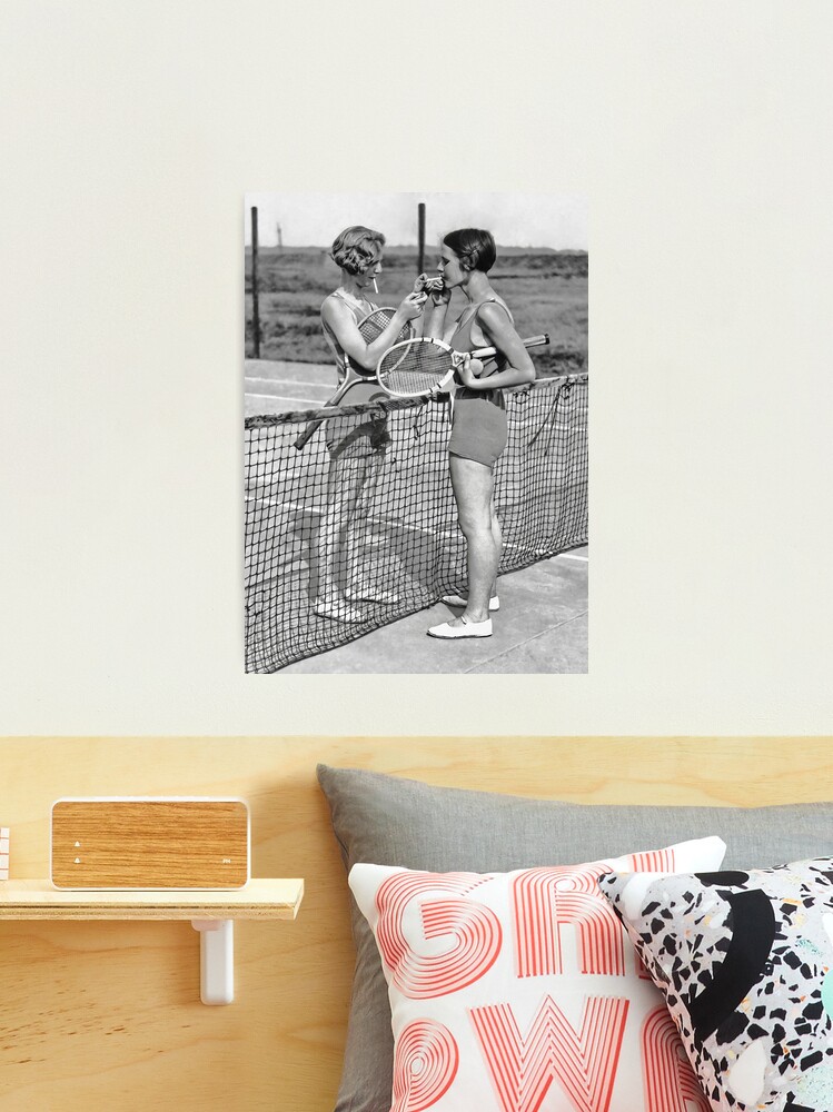 Vintage Tennis Photo Print Women Smoking Players Gift Wall 