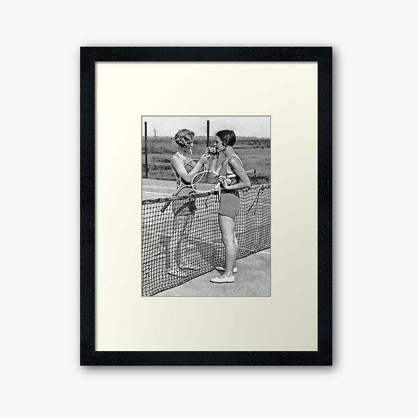 Item preview, Mujeres tenistas, pausa para cigarrillos, arte vintage en blanco y negro designed and sold by modernretro.