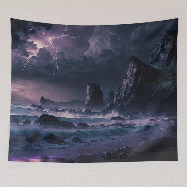 Item preview, Ominous Storm & Lightning Rolling in from the Ocean in Hues of Purple designed and sold by Dragonstrom.