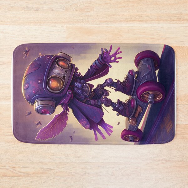 Item preview, Kids Anime Robot Purple Robot Cute Robot with Skateboard and Headphones designed and sold by Art.Fusion.Studio.